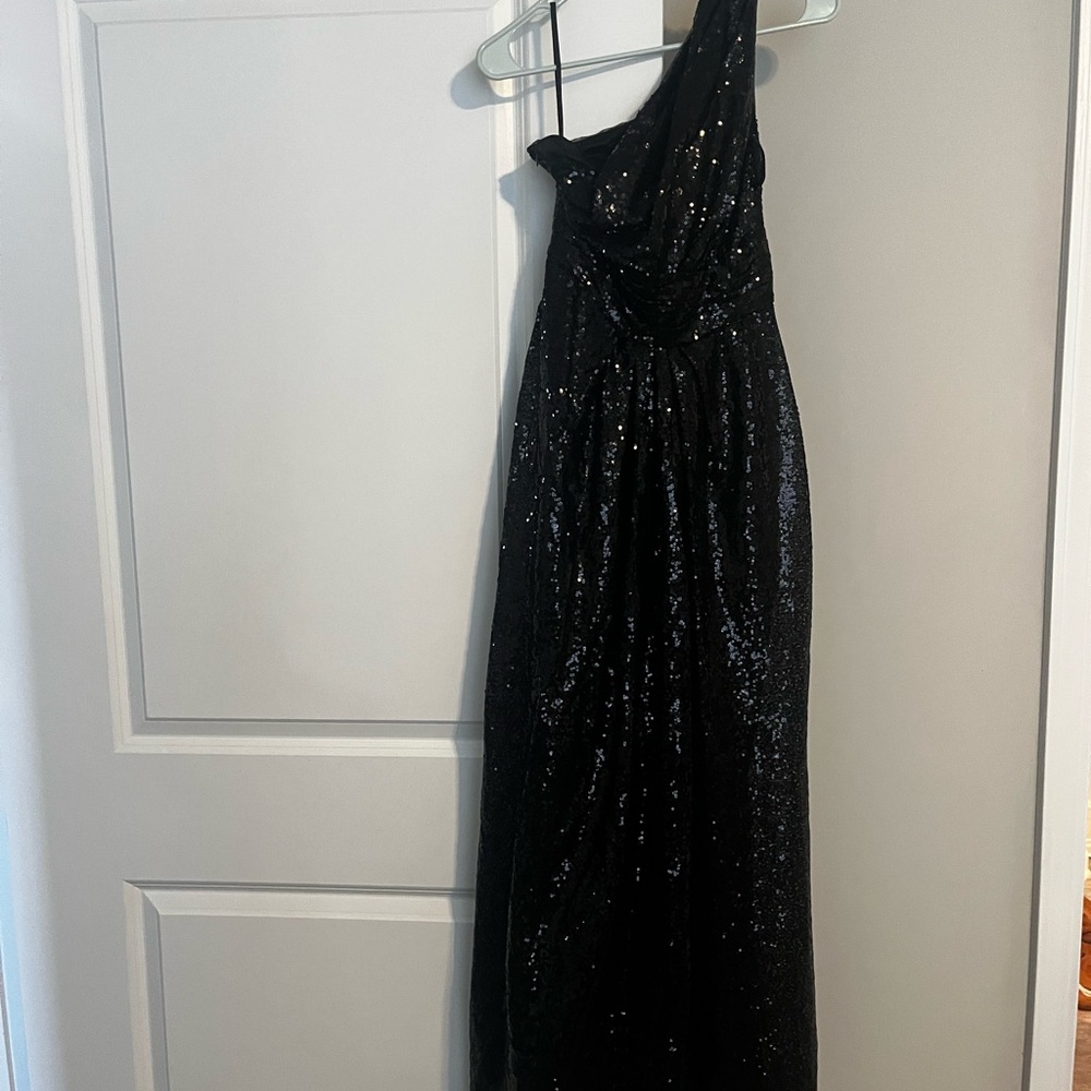 Black Sequin One-Shoulder Dress